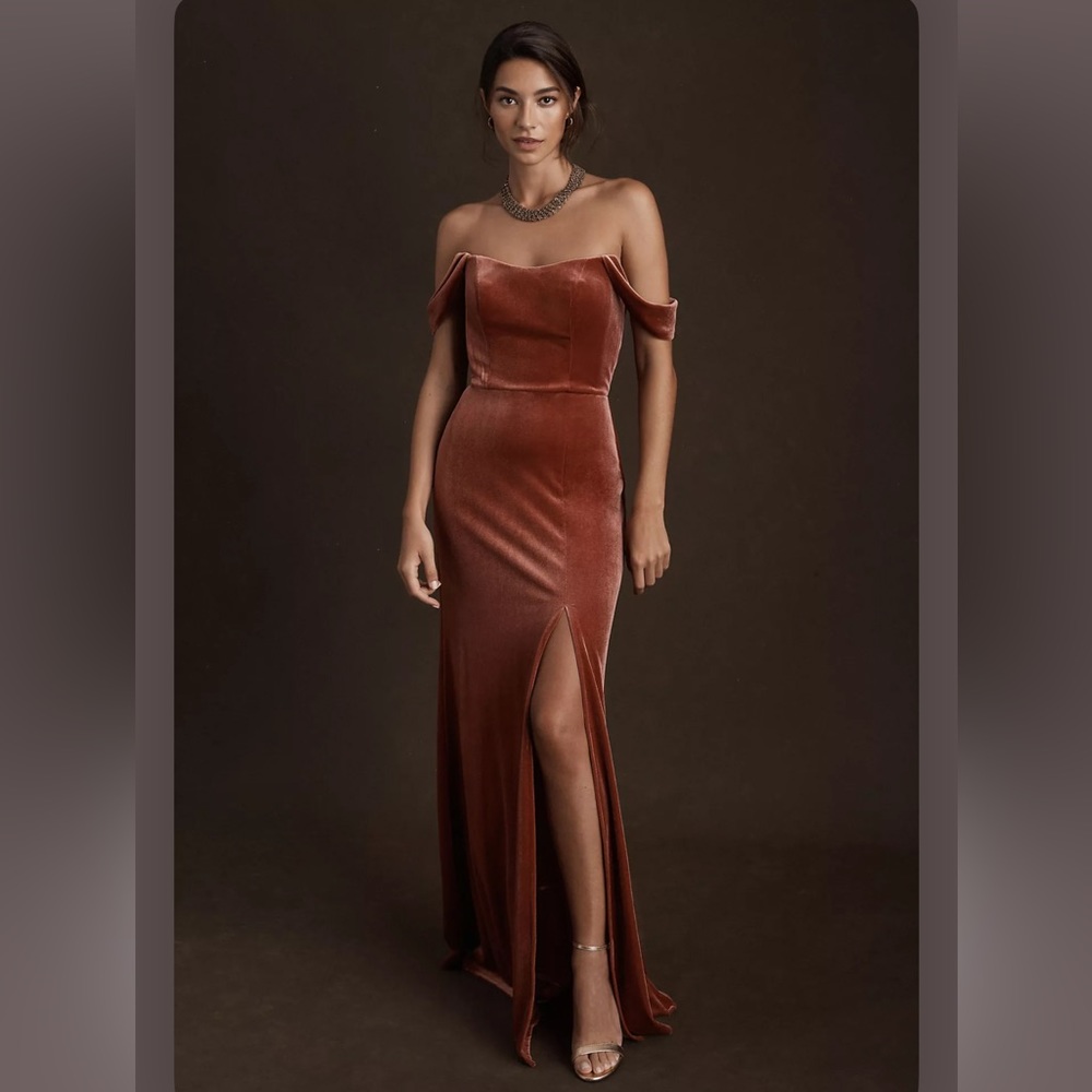 Jenny Yoo Issa Velvet Dress; Color: English Rose; Sz: 6
